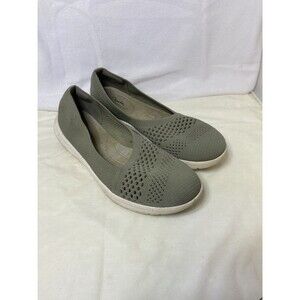 Clarks Cloudsteppers Washable Knit Slip-Ons Adella Olive Women’s 10
